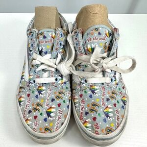 Vans Kids Rainbow Old Skool Low Top Lace Up Sneakers 2.5 Light Blue/Grey